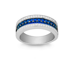 Sterling Silver Saphirre and White CZ Micro Pave Ring