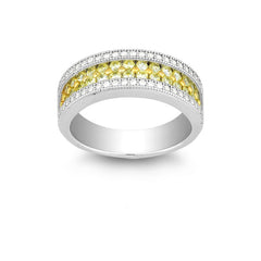 Sterling Silver Canary and White CZ Micro Pave Ring