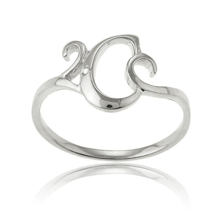 Sterling Silver Single CZ "C" Ring