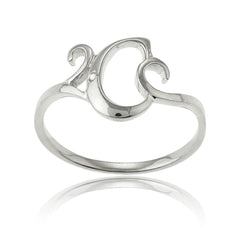 Sterling Silver Single CZ "C" Ring