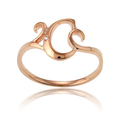 Sterling Silver 1 Micron Rose Gold-plating Single CZ "C" Ring