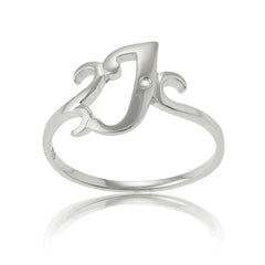Sterling Silver Single CZ "J" Ring