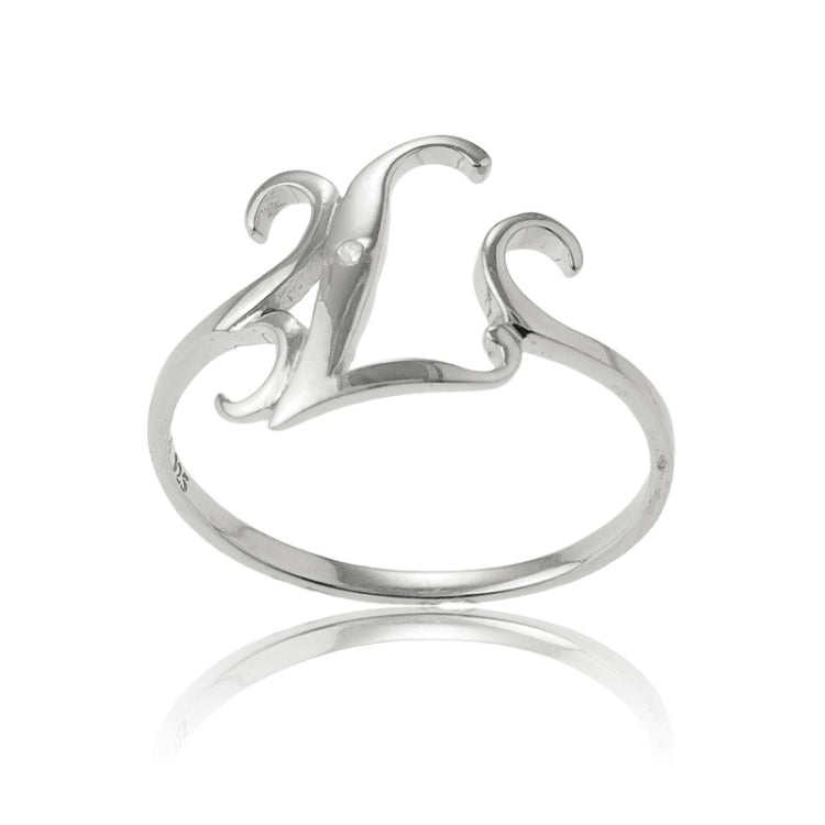 Sterling Silver Single CZ "L" Ring