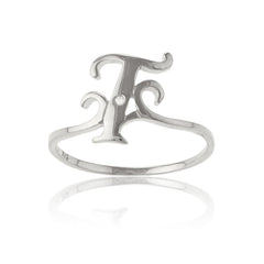 Sterling Silver Single CZ "T" Ring