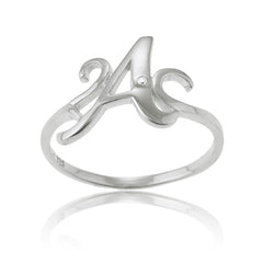 Sterling Silver Single CZ "A" Ring