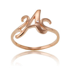 Sterling Silver 1 Micron Rose Gold-plating Single CZ "A" Ring