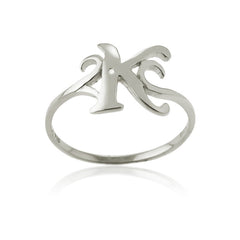 Sterling Silver Single CZ "K" Ring