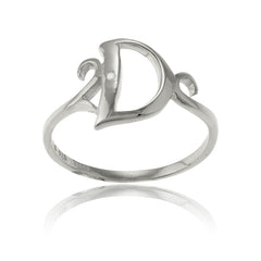 Sterling Silver Single CZ "D" Ring