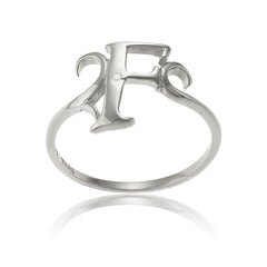 Sterling Silver Single CZ "F" Ring