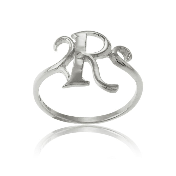 Sterling Silver Single CZ "R" Ring