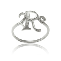 Sterling Silver Single CZ "R" Ring