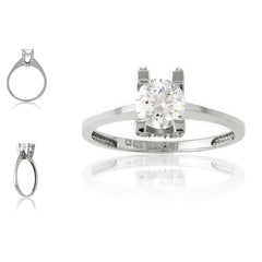 Sterling Silver Small CZ "U" Setting w/Large CZ Engagement Ring