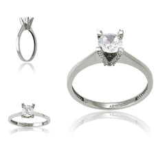 (SPECIAL ORD) Sterling Silver Small CZ "V" Setting w/Large CZ Engagement Ring
