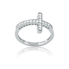 .5 Sterling Silver CZ Sideways Cross Ring