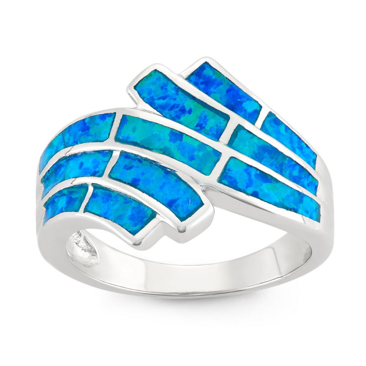 Sterling Silver Blue Inlay Opal Ring