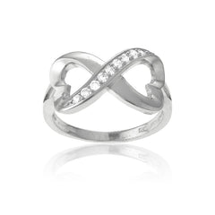 .5 Sterling Silver Half CZ Heart Infinity Ring