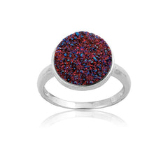 Sterling Silver Purple Round Druzy Ring