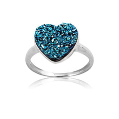 SPECIAL ORD) (Sterling Silver Blue Heart Druzy Ring