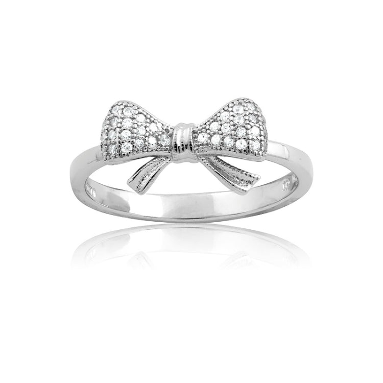 Sterling Silver Small CZ Bow Ring