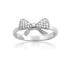 Sterling Silver Small CZ Bow Ring