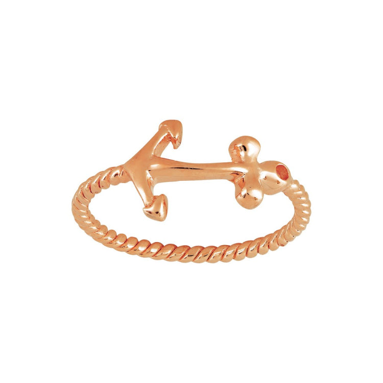Sterling Silver Rose GP Anchor Ring