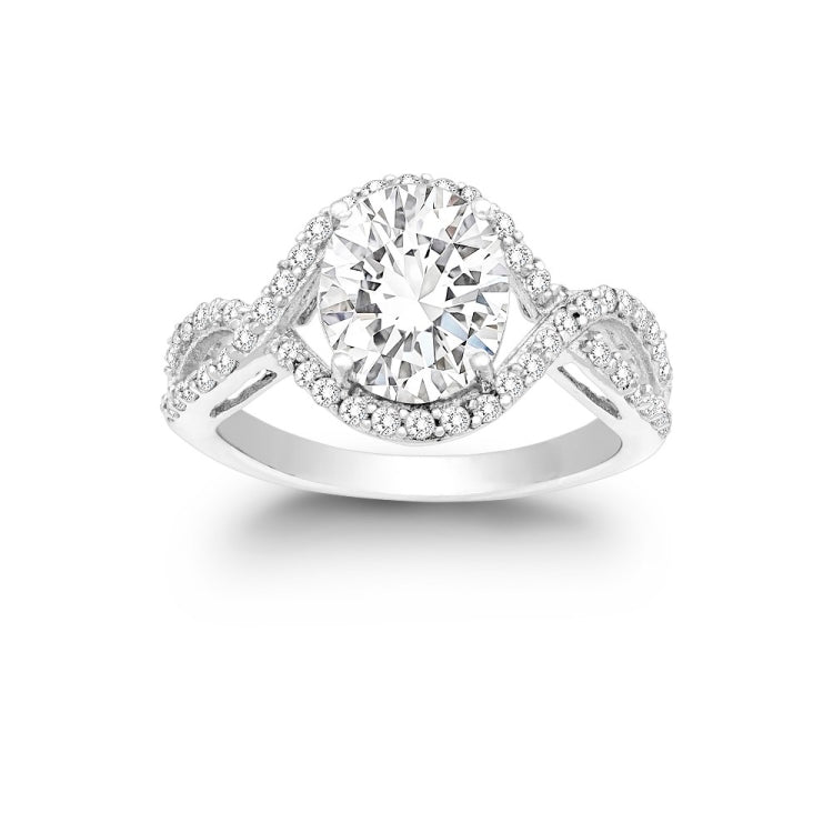 Sterling Silver Large CZ Engagement Ring