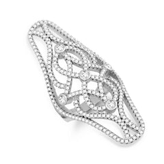 Sterling Silver Extra Long Fancy CZ Ring