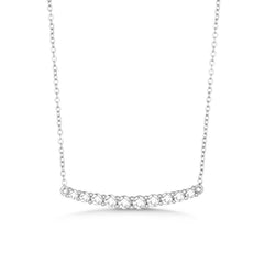 Sterling Silver Slightly Curved Lightweight Graduating CZ Bar Necklace