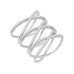 Sterling Silver Lightweight Triple CZ Cross Ring