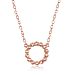Sterling Silver Designed Open Circle Necklace - Rose Gold Plated