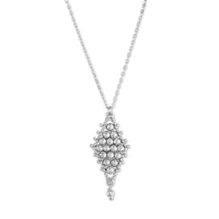 Sterling Silver Diamond Cut Beads Forming a Diamond Shaped Pendant Necklace