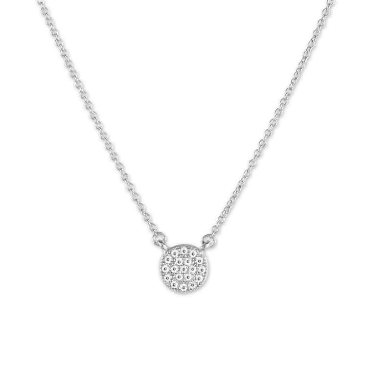Sterling Silver Small Round Micro Pave Necklace