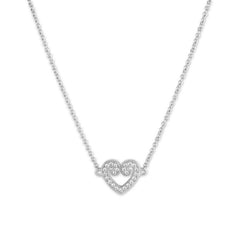 Sterling Silver Small Micro Pave Curled Heart Necklace