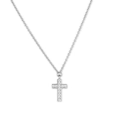 Sterling Silver Small Micro Pave Cross Necklace