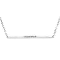Sterling Silver  Thin Bar with CZ Center Necklace