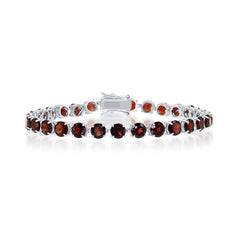 Sterling Silver Four-Prong 5mm Round Garnet Bracelet