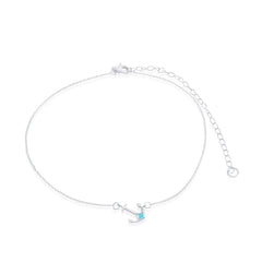 Sterling Silver Blue Inlay Opal Sideways Anchor Choker