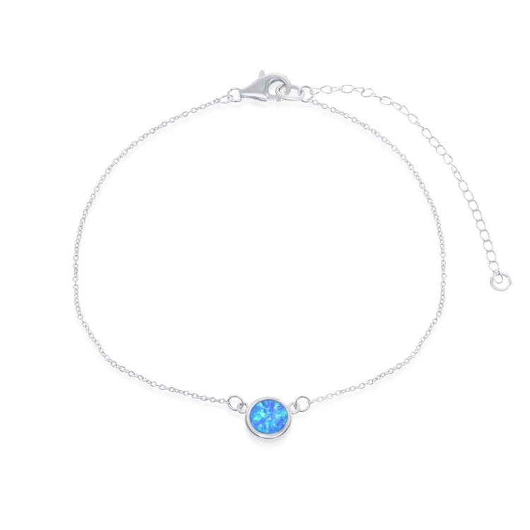 Sterling Silver Blue Inlay Opal Disc Choker