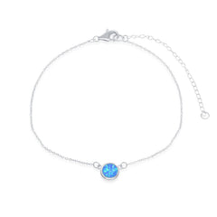 Sterling Silver Blue Inlay Opal Disc Choker