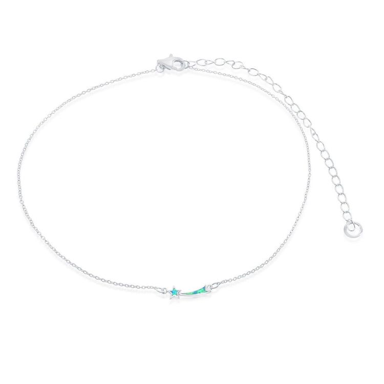 Sterling Silver Blue Inlay Opal Shooting Star Choker