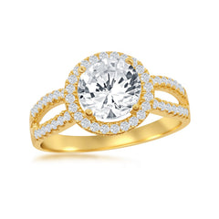 Sterling Silver GP Halo Style CZ Engagement Ring