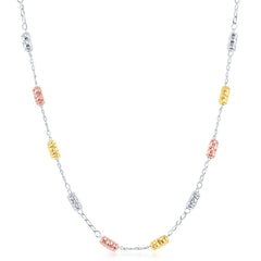 Sterling Silver Tri-Color Striped Rod Necklace