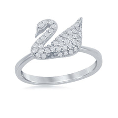 Sterling Silver Micro Pave Swan Ring