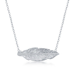Sterling Silver Detailed Feather Necklace