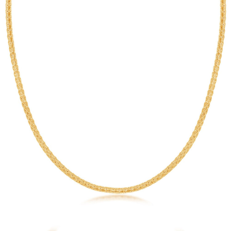 Sterling Silver Gold Plated Diamond-Cut Wire Design Necklace