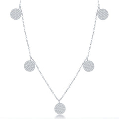 Sterling Silver  Multi CZ Disc Necklace