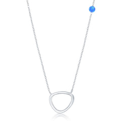 Sterling Silver Open Triangle with Blue Opal Bead Necklace