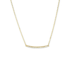 Sterling Silver CZ Curved Bar Necklace - Gold Plated