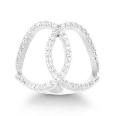 Sterling Silver CZ Double Oval Ring
