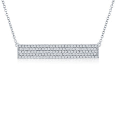 Sterling Silver CZ Bar Necklace